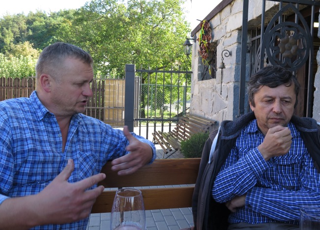 Wine-maker Lubos Oulehla (left), composer Pavel Zemek Novak (right).